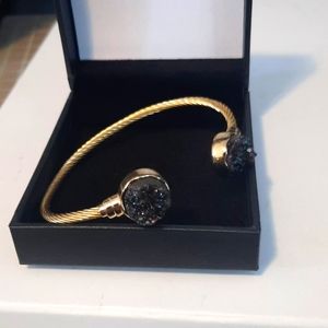 Black Druzy bracelet with gift box